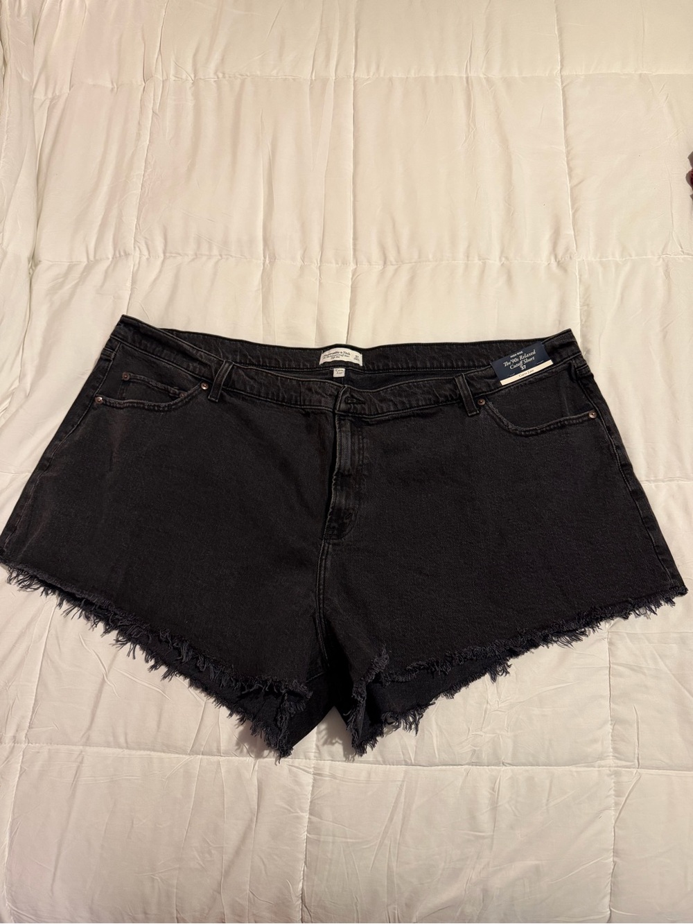 Abercrombie & Fitch Black Frayed Hem Women’s Denim Shorts